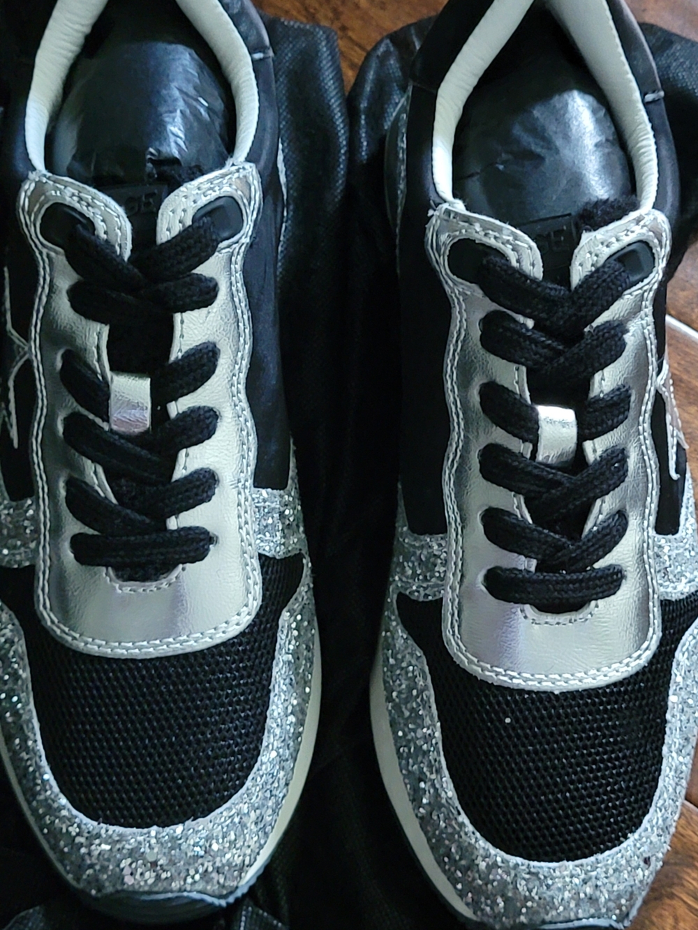 Women's Black and Silver Athletic Sneakers